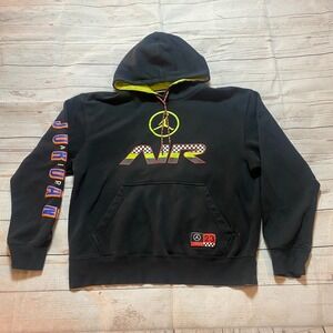 Vintage Y2K Air Jordan Hooded Sweatshirt Black Neon Green Jumpman Men's Medium